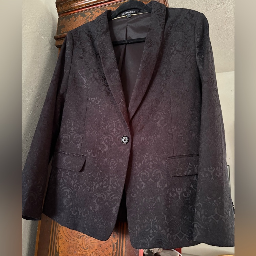 Express Black Patterned Women's Blazer - image 3